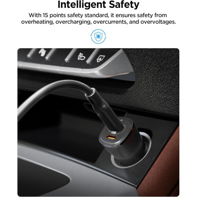 Φορτιστής Αυτοκινήτου Spigen EV502 ArcStation Essential Car Charger με 2 x Type-C 50W - Black (ACP08523)