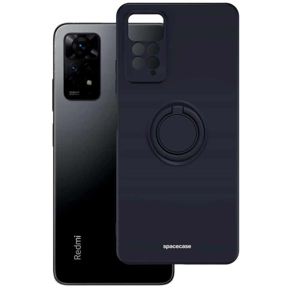 Θήκη Xiaomi Redmi Note 11 Pro / Redmi Note 12 Pro 4G Spacecase Silicone Ring Σιλικόνης με Μεταλλικό Μαγνητικό Ring Holder - Black (5905719015138)