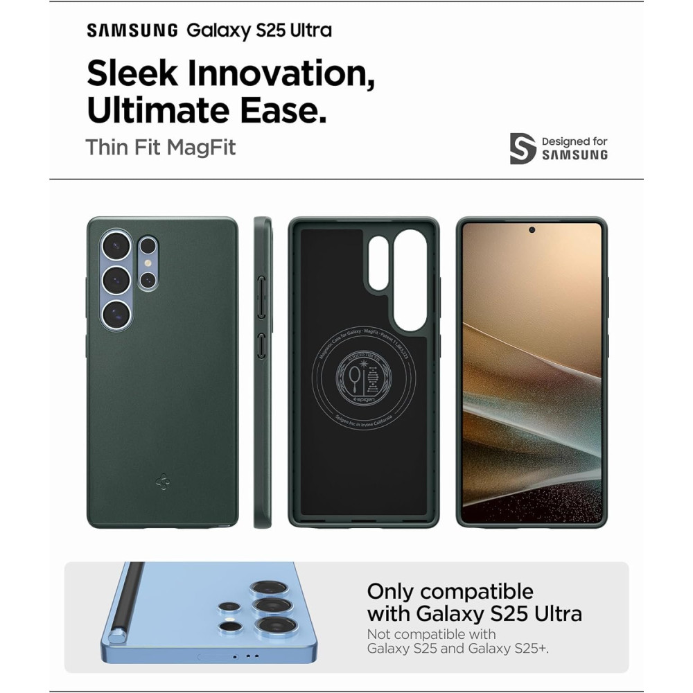 Θήκη Samsung Galaxy S25 Ultra Spigen Thin Fit MagFit Σκληρή με MagSafe - Abyss Green (ACS08947)