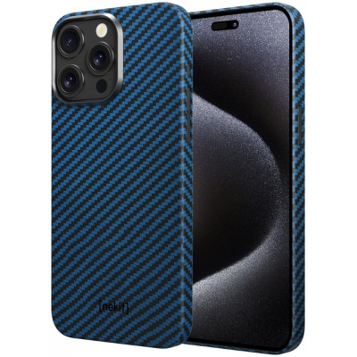 Θήκη iPhone 15 Pro Max Nekit Fiber Σκληρή με MagSafe Aramid Fiber 1mm 1500D Kevlar - Blue (8719246469596)