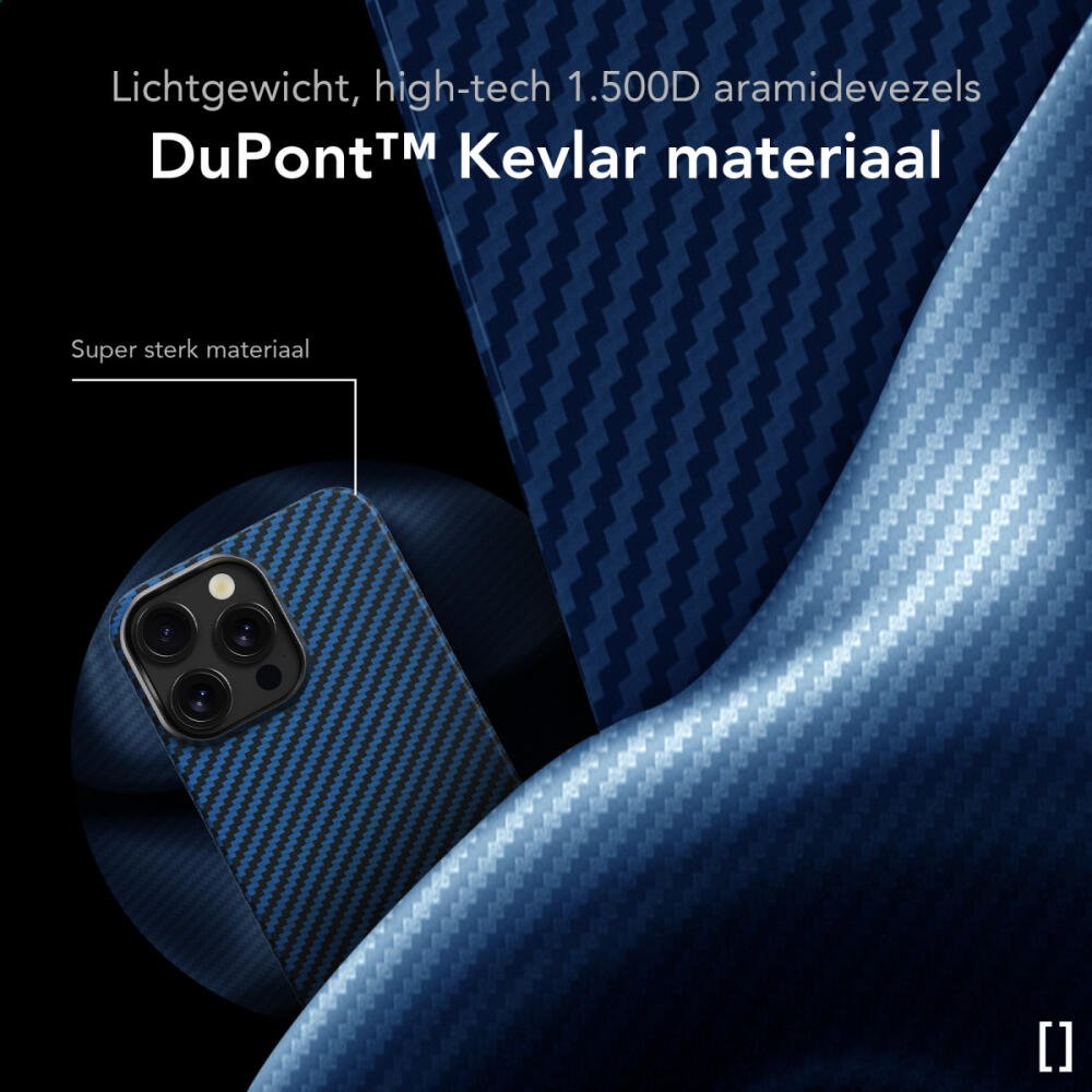 Θήκη iPhone 15 Pro Nekit Fiber Σκληρή με MagSafe Aramid Fiber 1mm 1500D Kevlar - Blue (8719246469602)