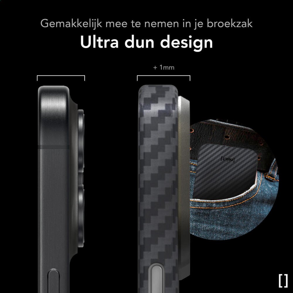 Θήκη iPhone 16 Pro Nekit Fiber Σκληρή με MagSafe Aramid Fiber 1mm 1500D Kevlar - Black (8719246451867)