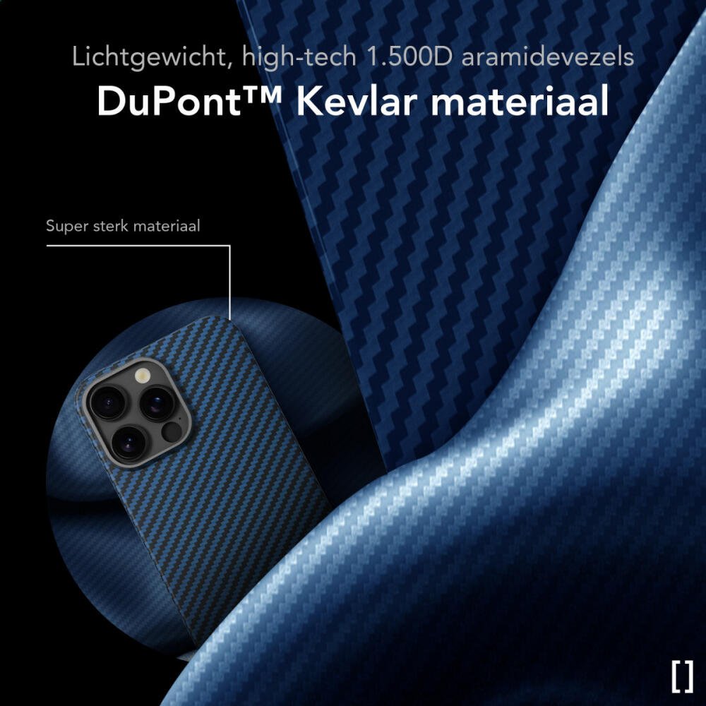 Θήκη iPhone 16 Pro Max Nekit Fiber Σκληρή με MagSafe Aramid Fiber 1mm 1500D Kevlar - Blue (8719246469558)