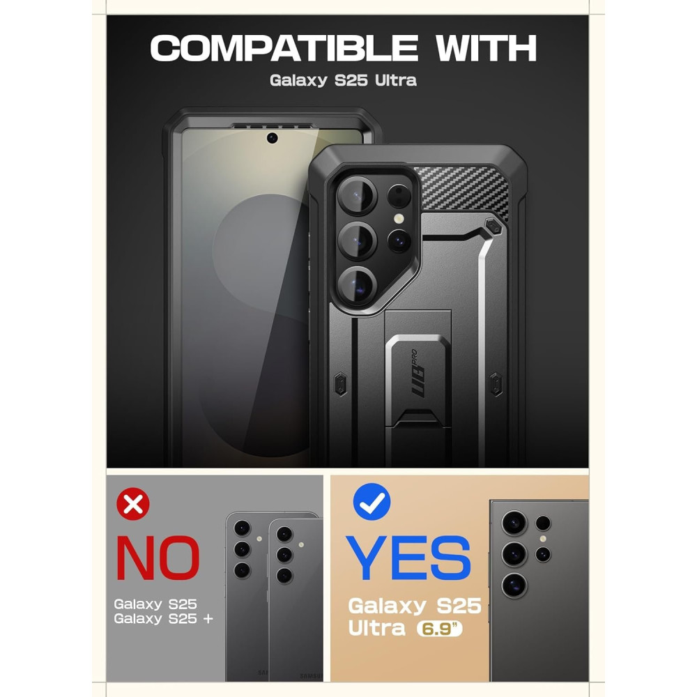 Θήκη Samsung Galaxy S25 Ultra Supcase Unicorn Beetle Pro Set Ανθεκτική Full Body 360° με KickStand - Black (843439156562)