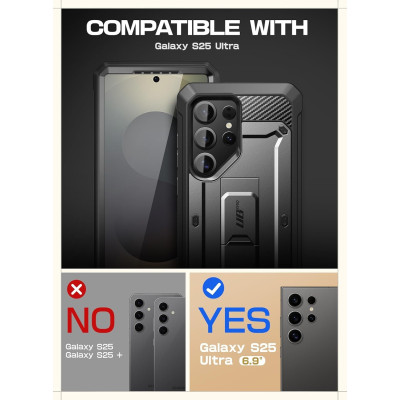 Θήκη Samsung Galaxy S25 Ultra Supcase Unicorn Beetle Pro Set Ανθεκτική Full Body 360° με KickStand - Black (843439156562)