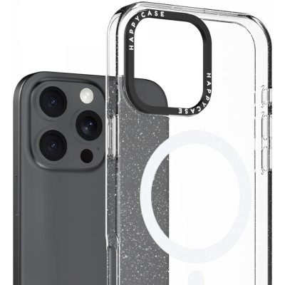 Θήκη iPhone 16 Pro HappyCase Joy Διάφανη Σκληρή με MagSafe - Sparkle Glitter (8719246462337)