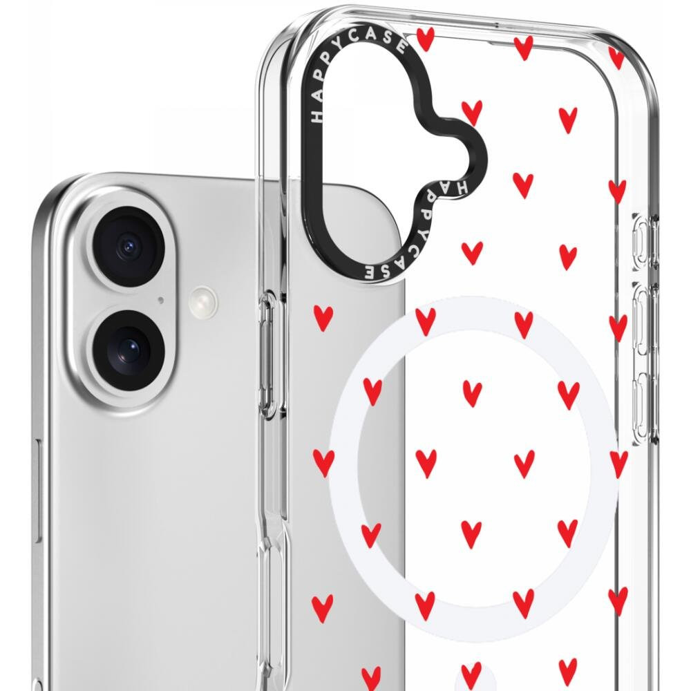 Θήκη iPhone 16 HappyCase Joy Διάφανη Σκληρή με MagSafe - Love Hearts (8719246462191)
