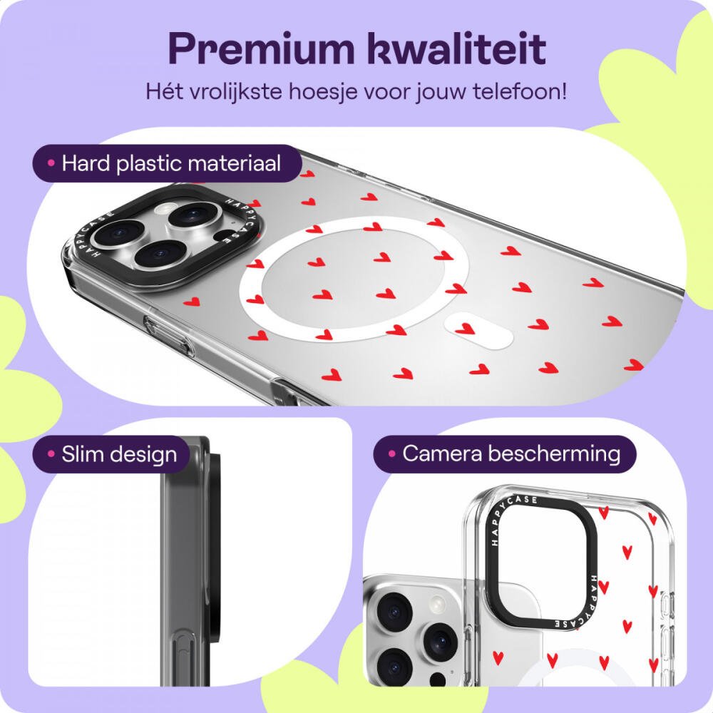 Θήκη iPhone 16 Pro HappyCase Joy Διάφανη Σκληρή με MagSafe - Love Hearts (8719246462283)