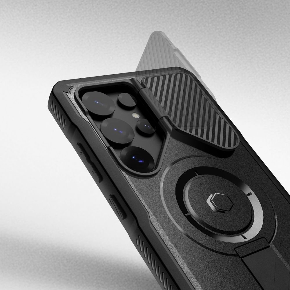 Θήκη Samsung Galaxy S25 Ultra Tech-Protect Kevlar MagSafe Plus Full Body 360° με KickStand / Κάλυμμα Κάμερας & MagSafe - Black (5906302322398)