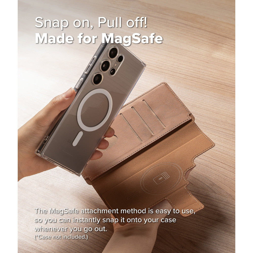Θήκη Samsung Galaxy S25 Ultra / S24 Ultra / S23 Ultra Ringke Folio Grip Wallet Magnetic Πορτοφόλι με MagSafe & Finger Holder (για Θήκες MagSafe) - Brown (8800274969452)