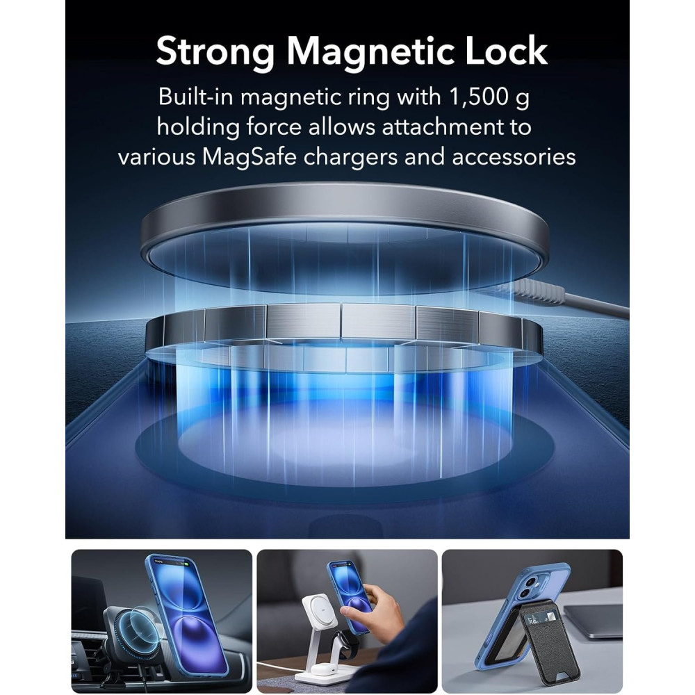 Θήκη & Tempered Glass iPhone 16 ESR Classic Pro Set Ανθεκτική με MagSafe / Εναλλάξιμα Κουμπιά & Αντιχαρακτικό Γυαλί Προστασίας Οθόνης - Frosted Blue (4894240229958)