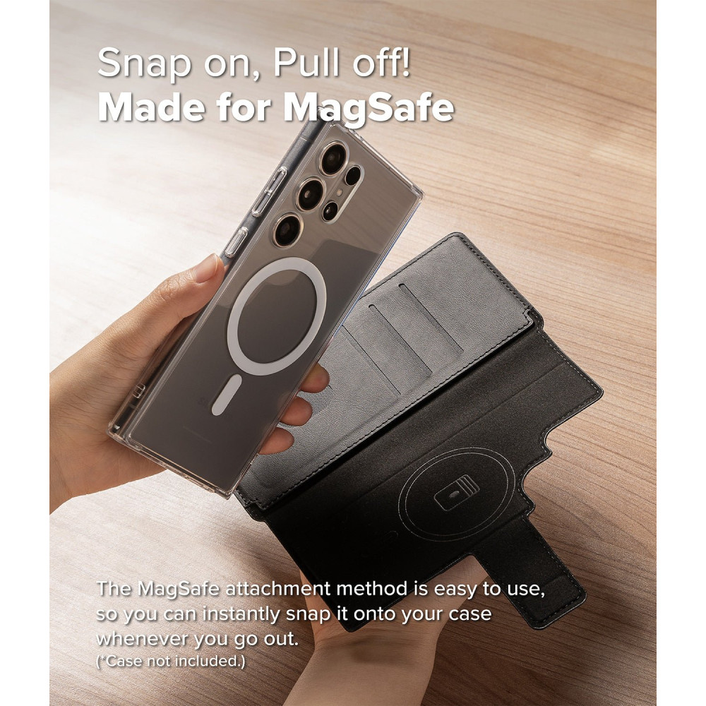 Θήκη Samsung Galaxy S25 Ultra / S24 Ultra / S23 Ultra Ringke Folio Grip Wallet Magnetic Πορτοφόλι με MagSafe & Finger Holder (για Θήκες MagSafe) - Black (8800274969445)