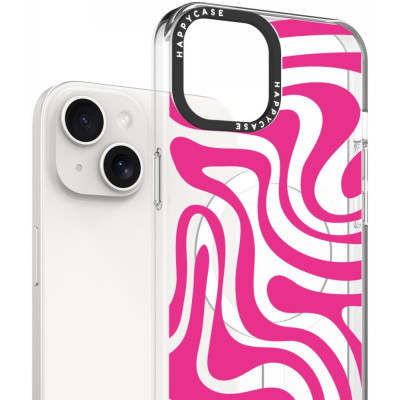 Θήκη iPhone 16e / 14 / 13 HappyCase Joy Διάφανη Σκληρή με MagSafe - Wavy Swirl (8719246466977)