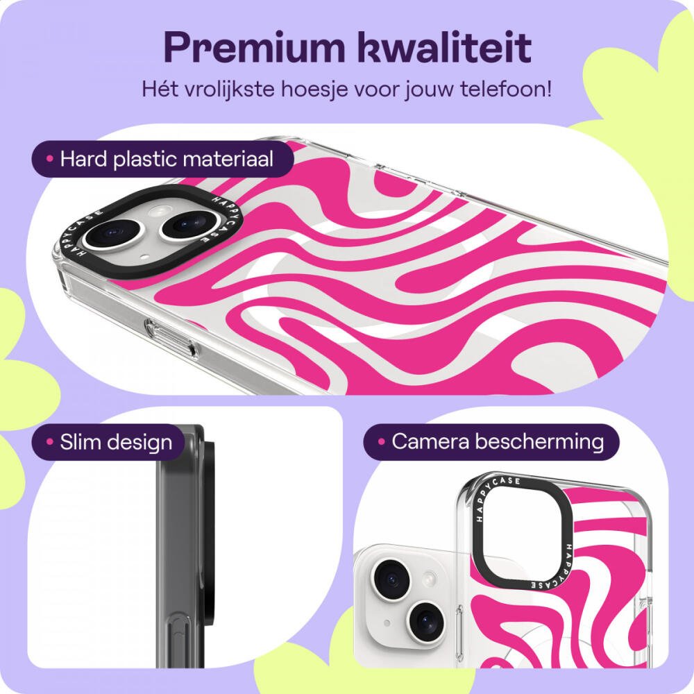 Θήκη iPhone 16e / 14 / 13 HappyCase Joy Διάφανη Σκληρή με MagSafe - Wavy Swirl (8719246466977)