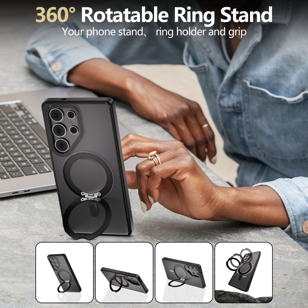 Θήκη Samsung Galaxy S25 Ultra Tech-Protect MagRing Σκληρή Ημιδιάφανη με MagSafe & KickStand - Matte Black (5906302322435)