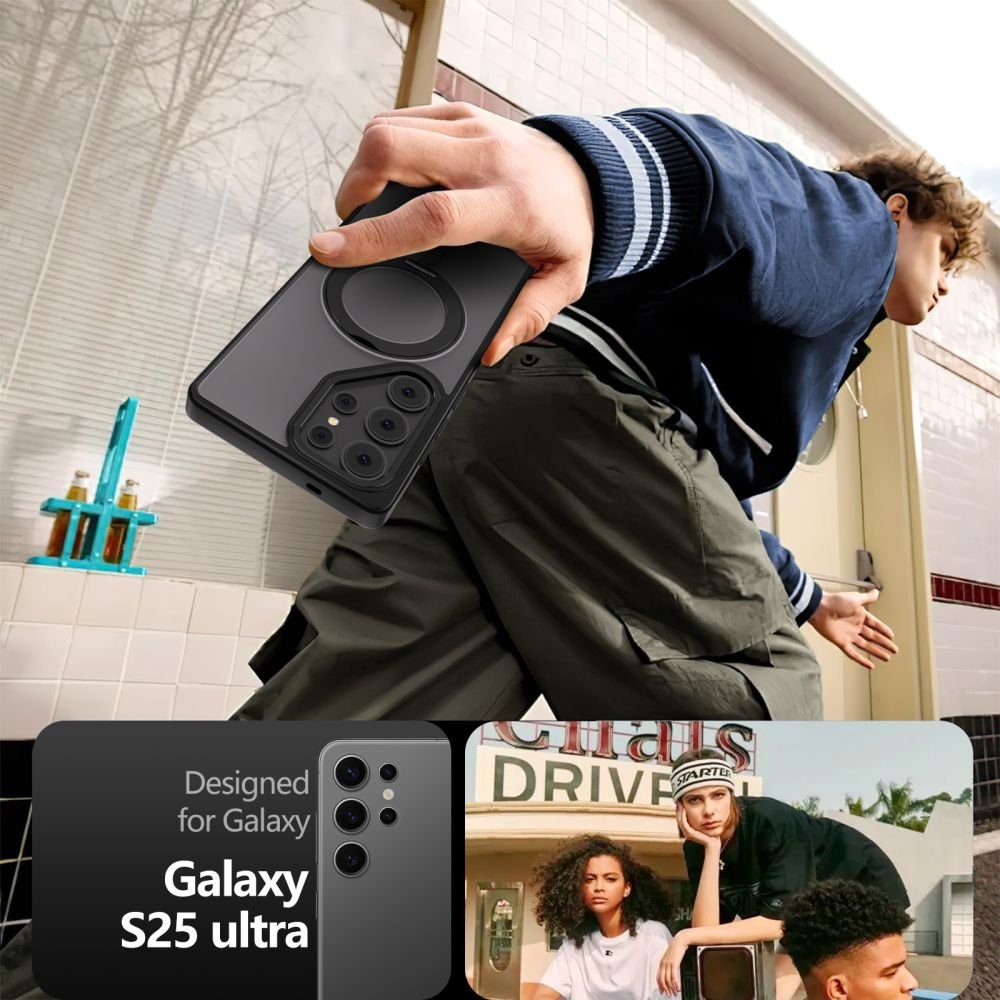 Θήκη Samsung Galaxy S25 Ultra Tech-Protect MagRing Σκληρή Ημιδιάφανη με MagSafe & KickStand - Matte Black (5906302322435)