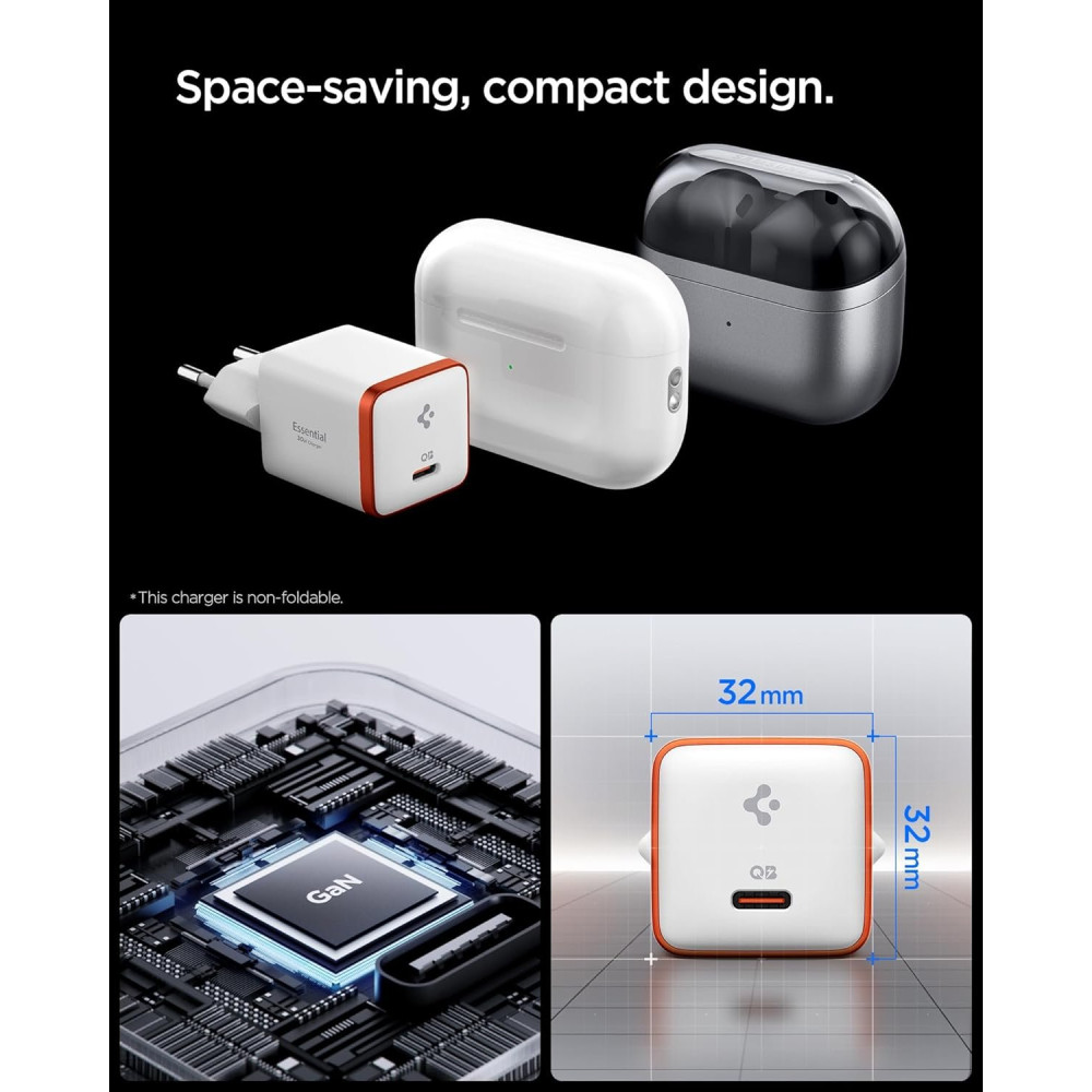 Φορτιστής Spigen EE301EU ArcStation Essential Τοίχου με 1 x Type-C 30W - White (ACH08449)