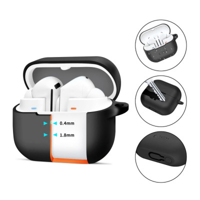 Θήκη Samsung Galaxy Buds 3 / 3 Pro Tech-Protect Silicone Hook Σιλικόνης - Black (5906302313723)