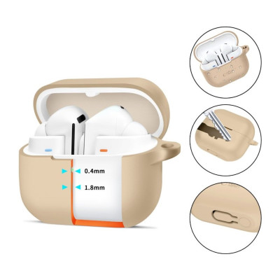 Θήκη Samsung Galaxy Buds 3 / 3 Pro Tech-Protect Silicone Hook Σιλικόνης - Caffe Latte (5906302313730)