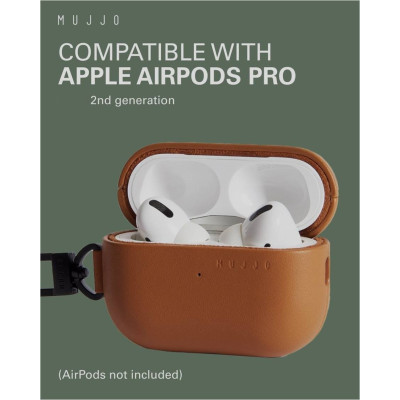 Θήκη AirPods Pro 2nd Gen Mujjo Echelon Premium Σκληρή από Φυτικό ECCO Δέρμα - Dark Tan (MUJJO-AP-001-DT)