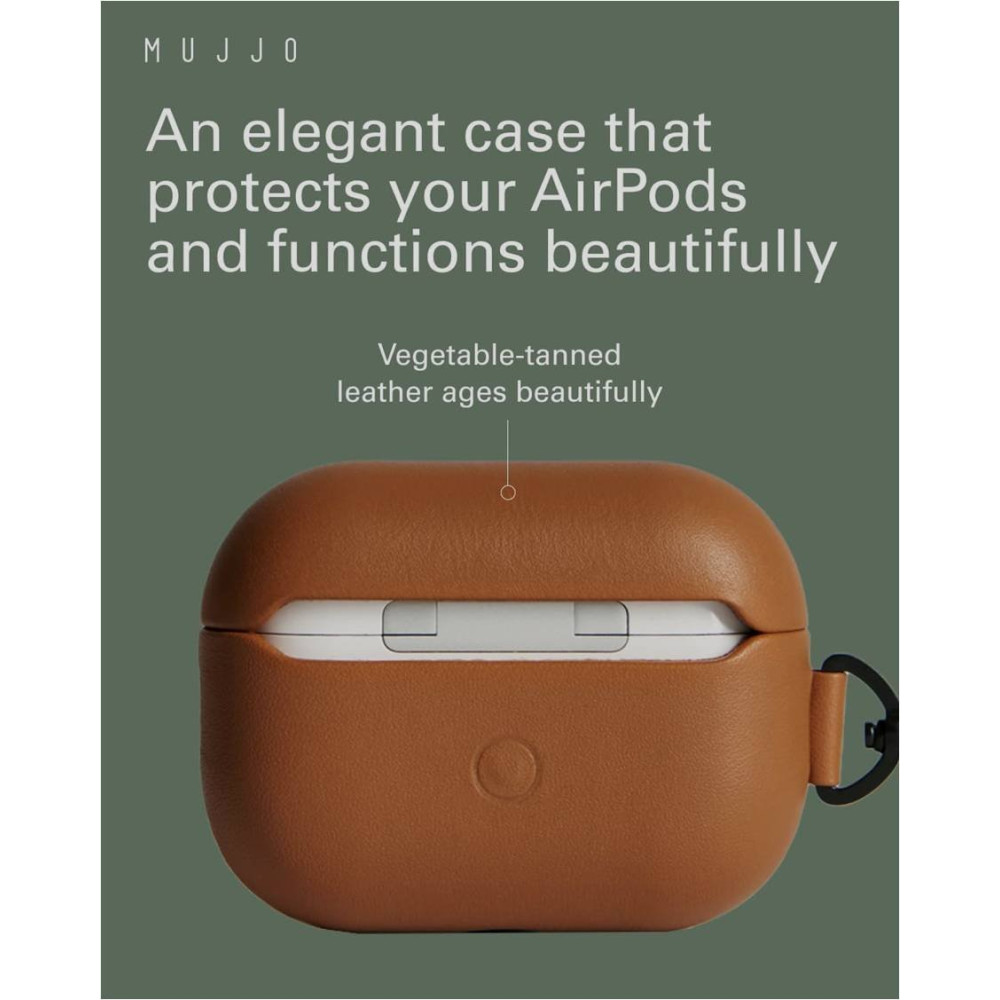 Θήκη AirPods Pro 2nd Gen Mujjo Echelon Premium Σκληρή από Φυτικό ECCO Δέρμα - Dark Tan (MUJJO-AP-001-DT)