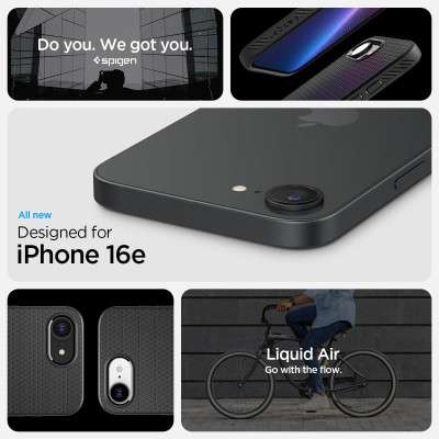 Θήκη iPhone 16e Spigen Liquid Air Σιλικόνης - Matte Black (ACS09161)
