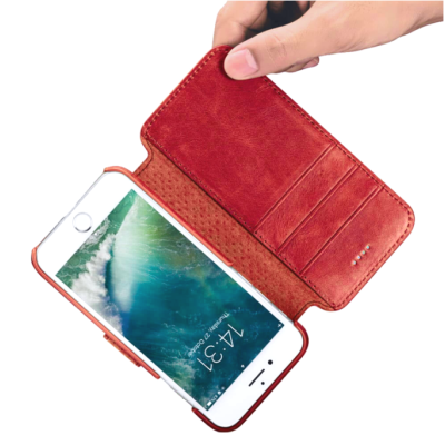 Θήκη iPhone 8 Plus / 7 Plus iCarer Detachable 2 in 1 Wallet & Back Cover Δερμάτινο Πορτοφόλι 2 σε 1 - Red (RIP7015-RD)