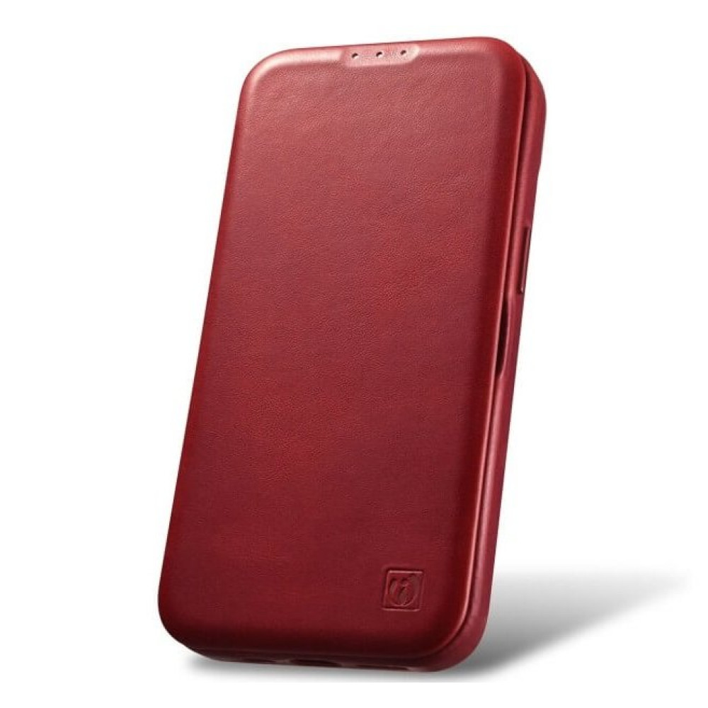 Θήκη iPhone 14 Pro Max iCarer Curved Edge Leather Folio with Magsafe Δερμάτινη Flip με MagSafe - Red (KJI14220704-RD)