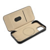 Θήκη iPhone 14 iCarer Curved Edge Leather Folio with Magsafe Δερμάτινη Flip με MagSafe - Black (KJI14220701-BK)