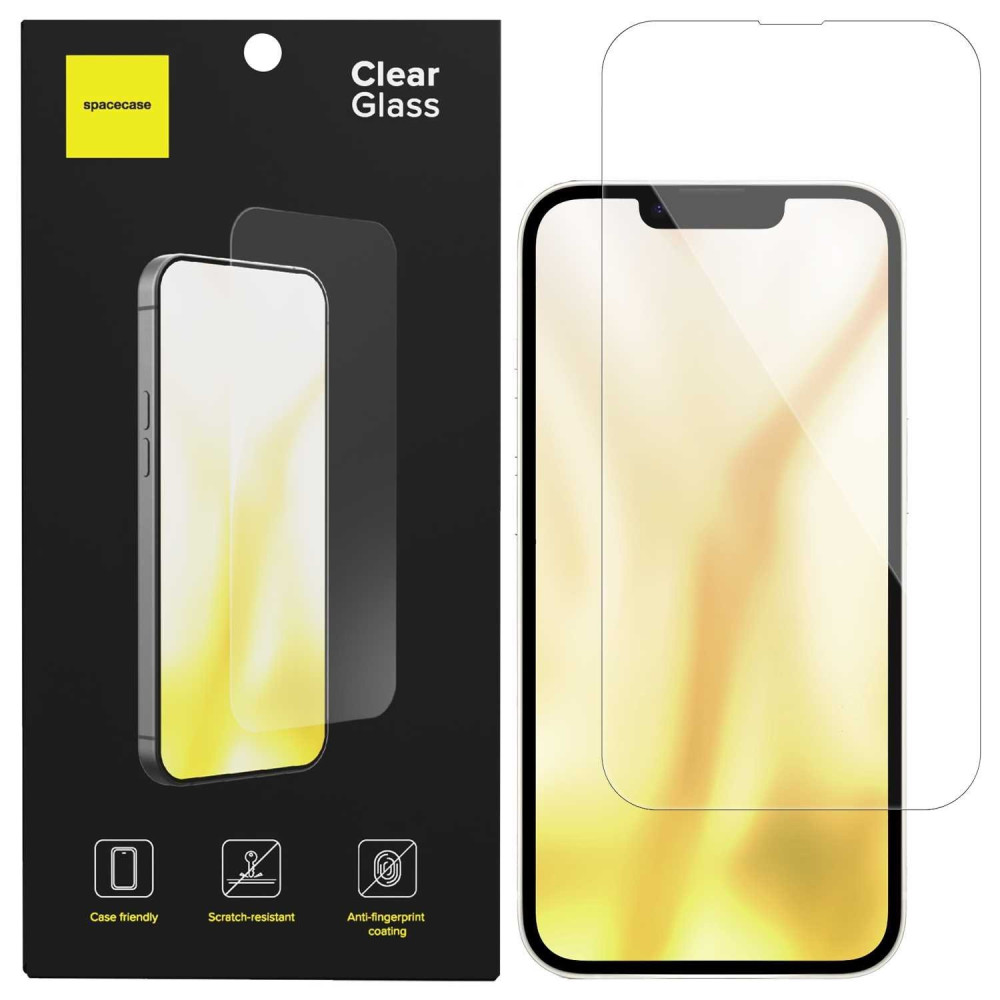 Tempered Glass iPhone 16e / 14 / 13 / 13 Pro Spacecase Glass 2.5D Αντιχαρακτικό Γυαλί Προστασίας Οθόνης - Clear (5905719118150)