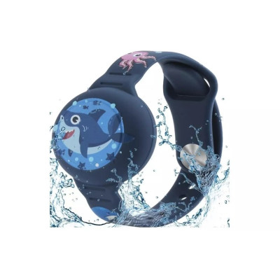 Θήκη AirTag Ofkoz Bracelet Σιλικόνης με Λουράκι Καρπού - Blue / Shark (ATKID-SH)