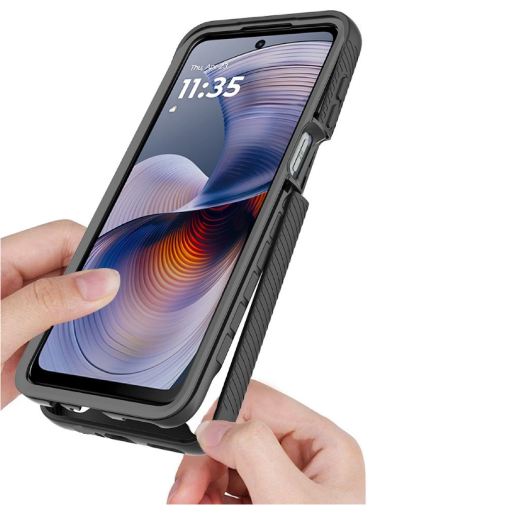 Θήκη Motorola Moto G15 / G15 Power / G05 / E15 Tech-Protect Defense Διάφανη Full Body 360° - Black (5906302361779)