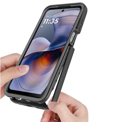 Θήκη Motorola Moto G15 / G15 Power / G05 / E15 Tech-Protect Defense Διάφανη Full Body 360° - Black (5906302361779)
