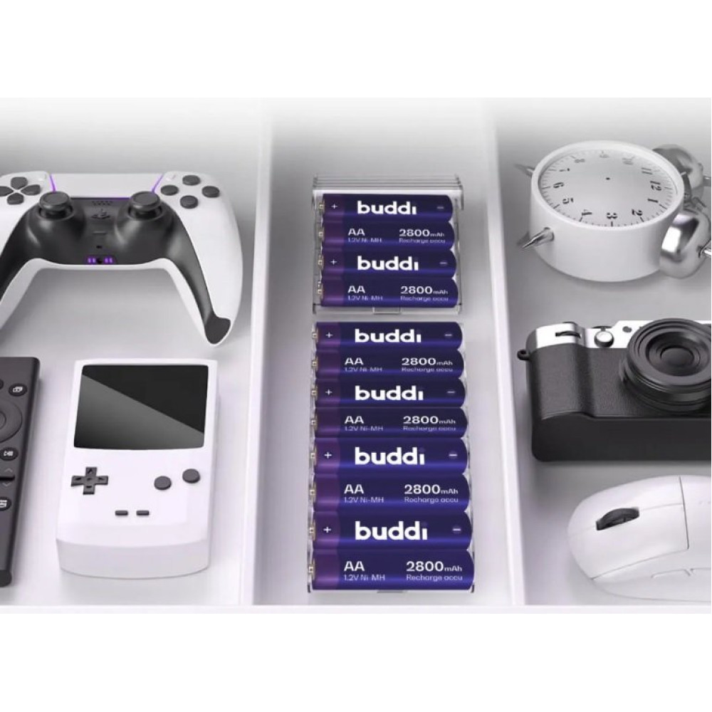 Μπαταρίες Buddi Επαναφορτιζόμενες AA Ni-MH 2.800mAh 1.2V 4 Τεμάχια - Purple (8719246466786)