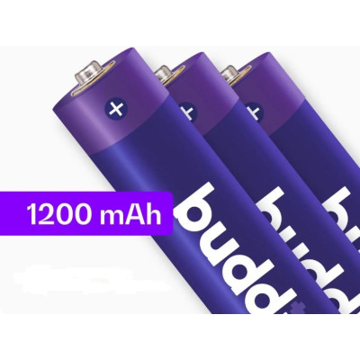 Μπαταρίες Buddi Επαναφορτιζόμενες AAA Ni-MH 1.200mAh 1.2V 4 Τεμάχια - Purple (8719246466793)
