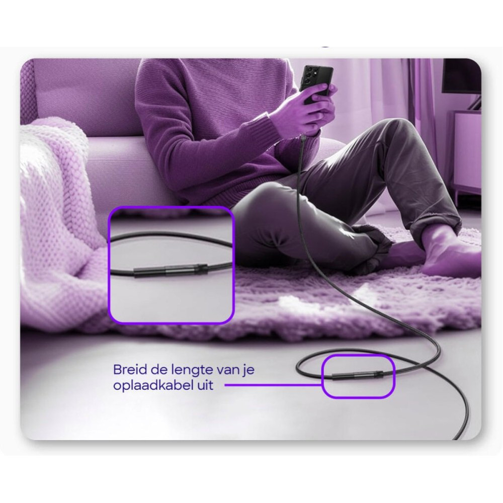 Καλώδιο Buddi Flex Extension Cable Επέκτασης Type-C (Male) σε Type-C (Female) 60W 100cm 5 Έτη Εγγύηση - Black (8719246459375)