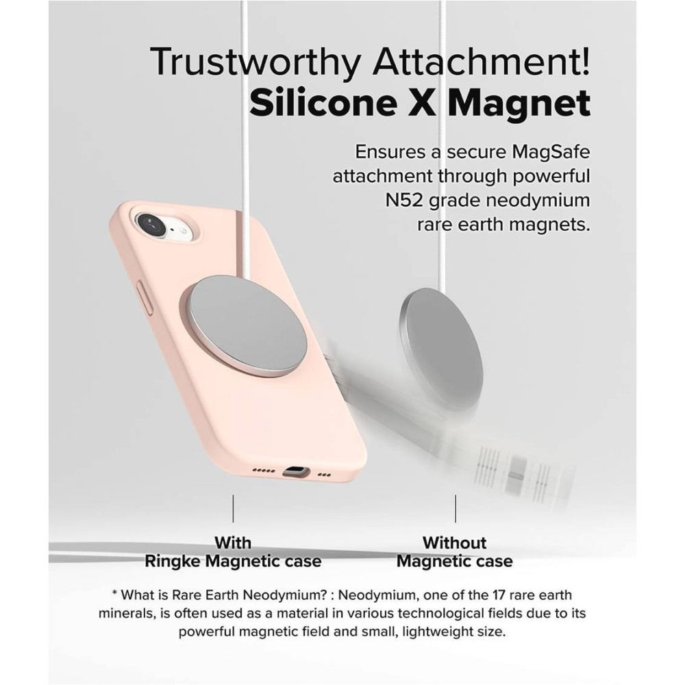 Θήκη iPhone 16e Ringke Silicone Magnetic Ανθεκτική Σιλικόνης με MagSafe - Pink Sand (8800293852872)