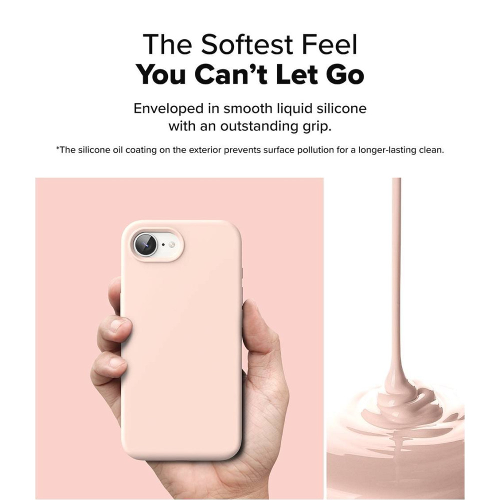 Θήκη iPhone 16e Ringke Silicone Magnetic Ανθεκτική Σιλικόνης με MagSafe - Pink Sand (8800293852872)