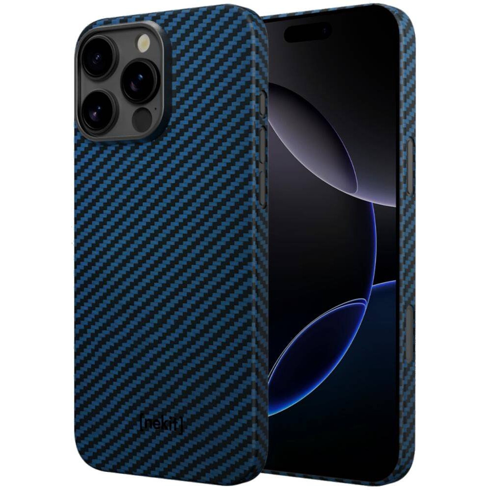 Θήκη iPhone 16 Pro Nekit Fiber Σκληρή με MagSafe Aramid Fiber 1mm 1500D Kevlar - Blue (8719246469565)