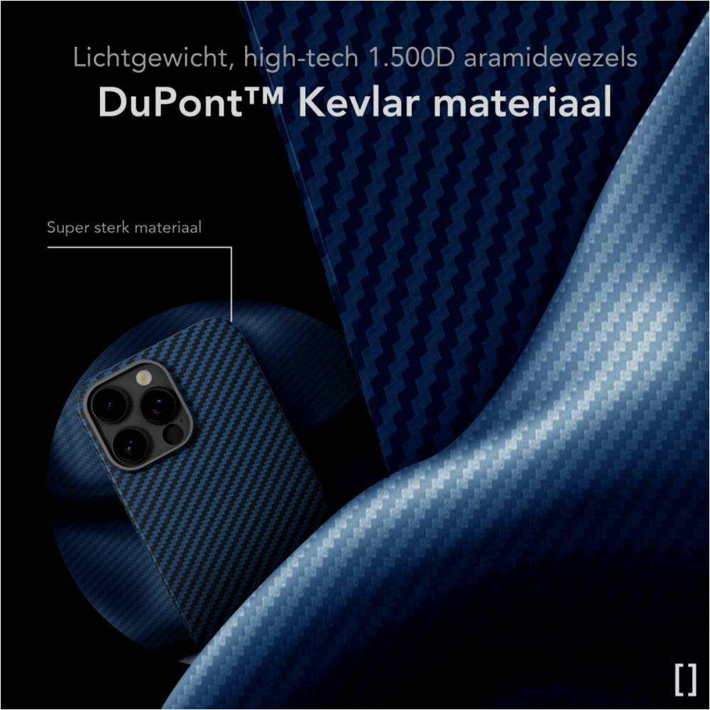 Θήκη iPhone 16 Pro Nekit Fiber Σκληρή με MagSafe Aramid Fiber 1mm 1500D Kevlar - Blue (8719246469565)