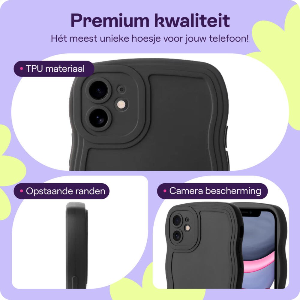 Θήκη iPhone 11 HappyCase Wavy Σιλικόνης - Black (8719246474613)