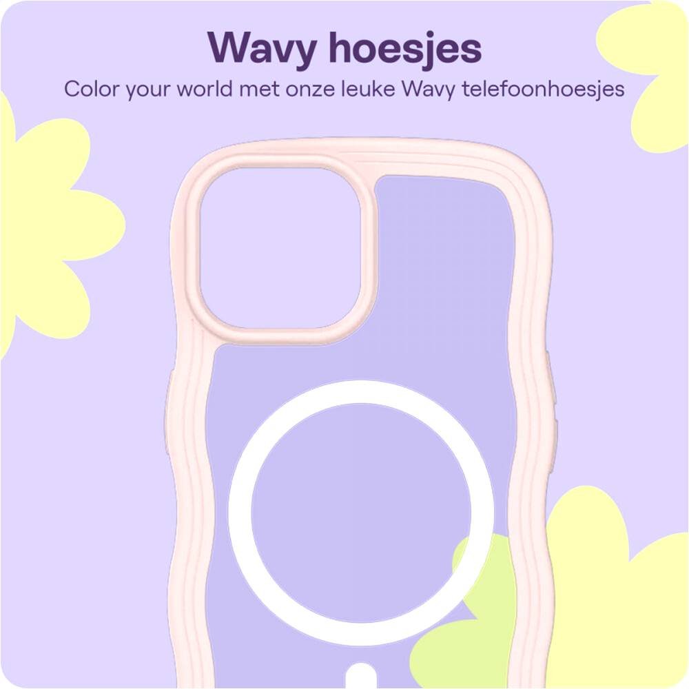 Θήκη iPhone 16e / 15 / 14 / 13 HappyCase Wavy Διάφανη Σκληρή με MagSafe & TPU Bumper - Pink (8719246471469)