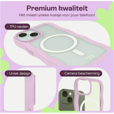 Θήκη iPhone 16e / 15 / 14 / 13 HappyCase Wavy Διάφανη Σκληρή με MagSafe & TPU Bumper - Purple (8719246471452)