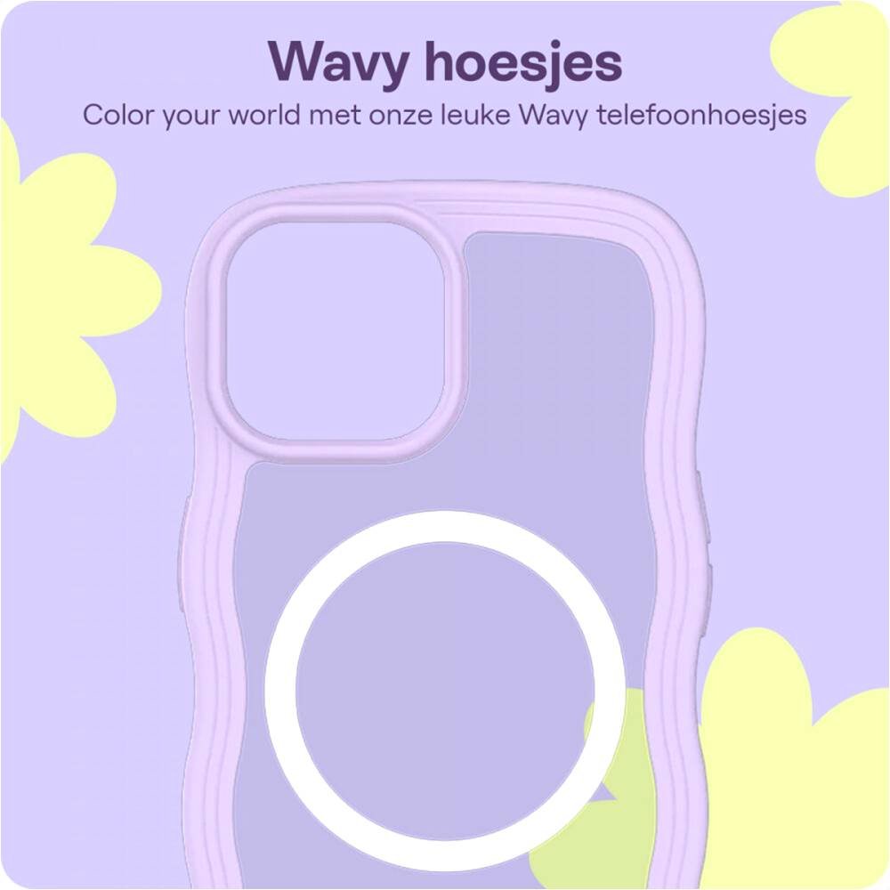 Θήκη iPhone 16e / 15 / 14 / 13 HappyCase Wavy Διάφανη Σκληρή με MagSafe & TPU Bumper - Purple (8719246471452)