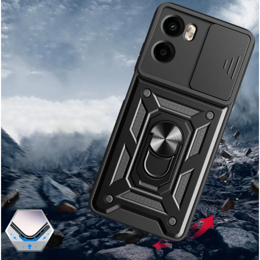 Θήκη Motorola Moto G05 / E15 Tech-Protect Camshield Pro Ανθεκτική με Κάλυμμα για την Κάμερα & Ring Holder - Black (5906302361274)