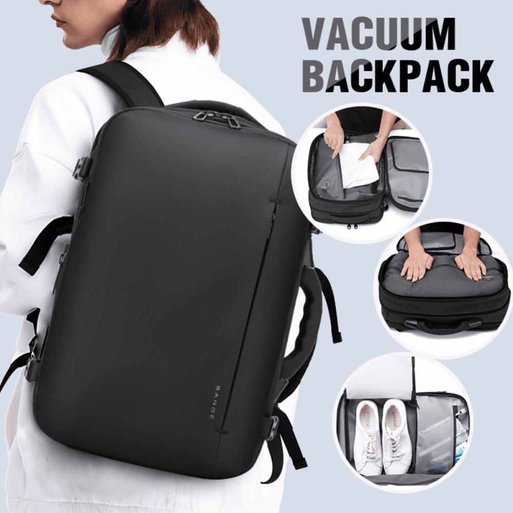 Σακίδιο Πλάτης / Backpack Bange 1909-8 για Laptop έως 17.3" / Vacuum με TSA Lock & Ζυγαριά / Επεκτάσιμο 20L έως 36L - Black