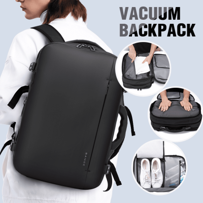 Σακίδιο Πλάτης / Backpack Bange 1909-8 για Laptop έως 17.3" / Vacuum με TSA Lock & Ζυγαριά / Επεκτάσιμο 20L έως 36L - Black