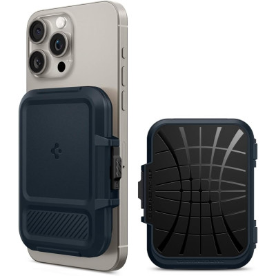 Universal Θήκη Spigen Lock Fit MagFit Card Holder / Wallet MagSafe Πορτοφόλι για Κάρτες - Metal Slate (AFA08526)