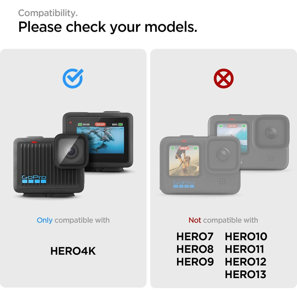 Tempered Glass GoPro Hero 4K Spigen GLAS.tR Slim Premium 2 x Αντιχαρακτικά Γυαλιά Προστασίας Οθόνης Αφής & 2 x για Φακό Κάμερας - Clear (AGL09190)