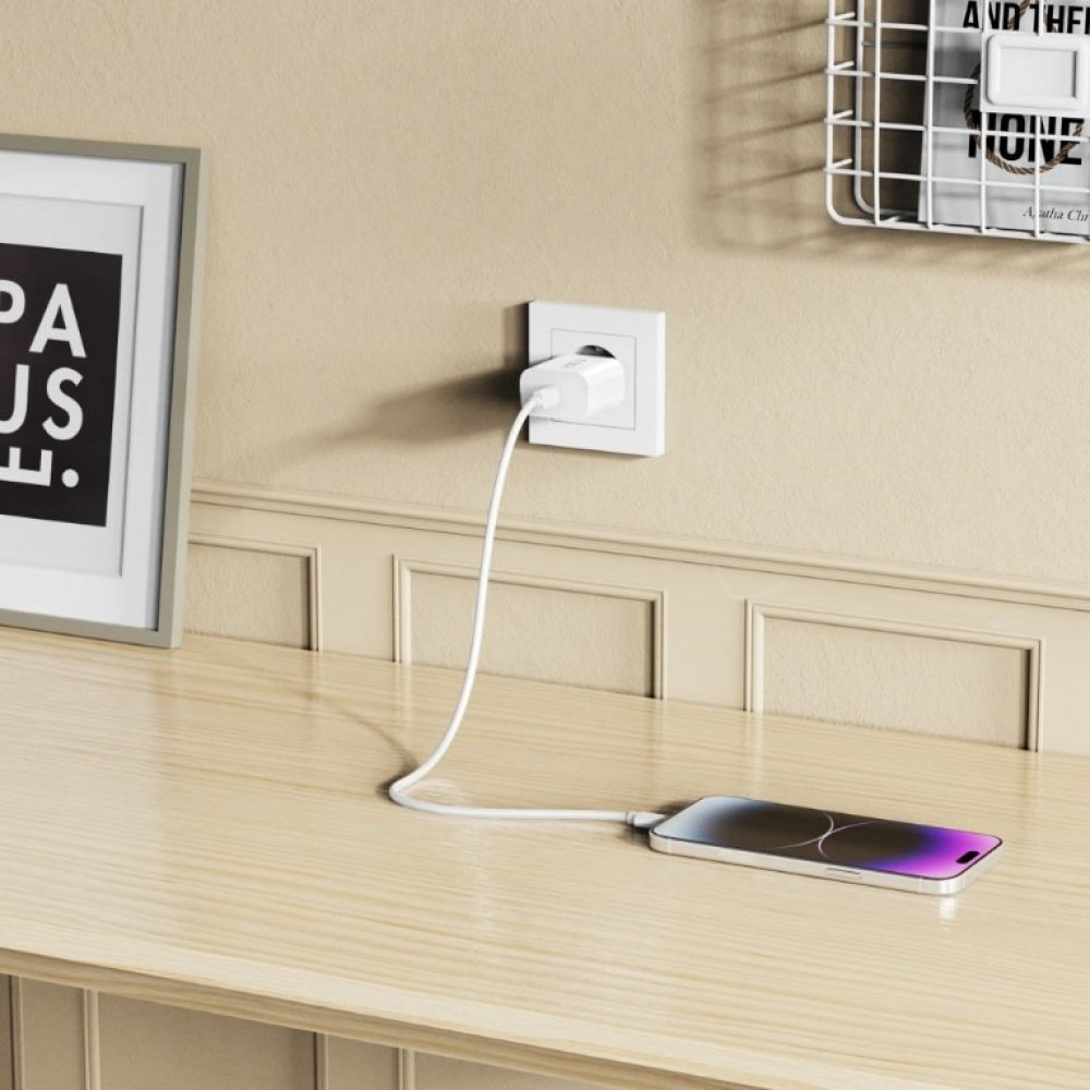 Φορτιστής Tech-Protect NC20W Αντάπτορας με 1 x Type-C 20W & 1 x Καλώδιο Type-C σε Lightning 100cm - White (5906302362899)